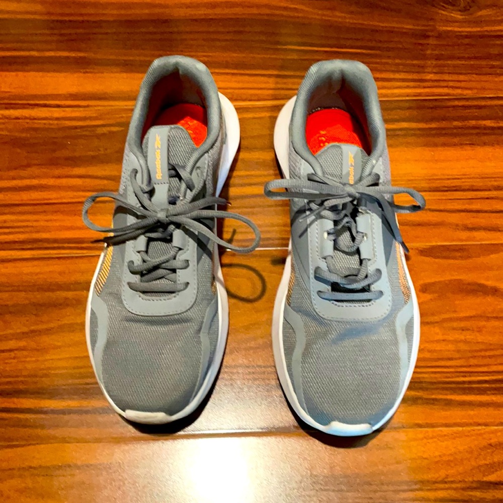 Grey Reebok running shoes